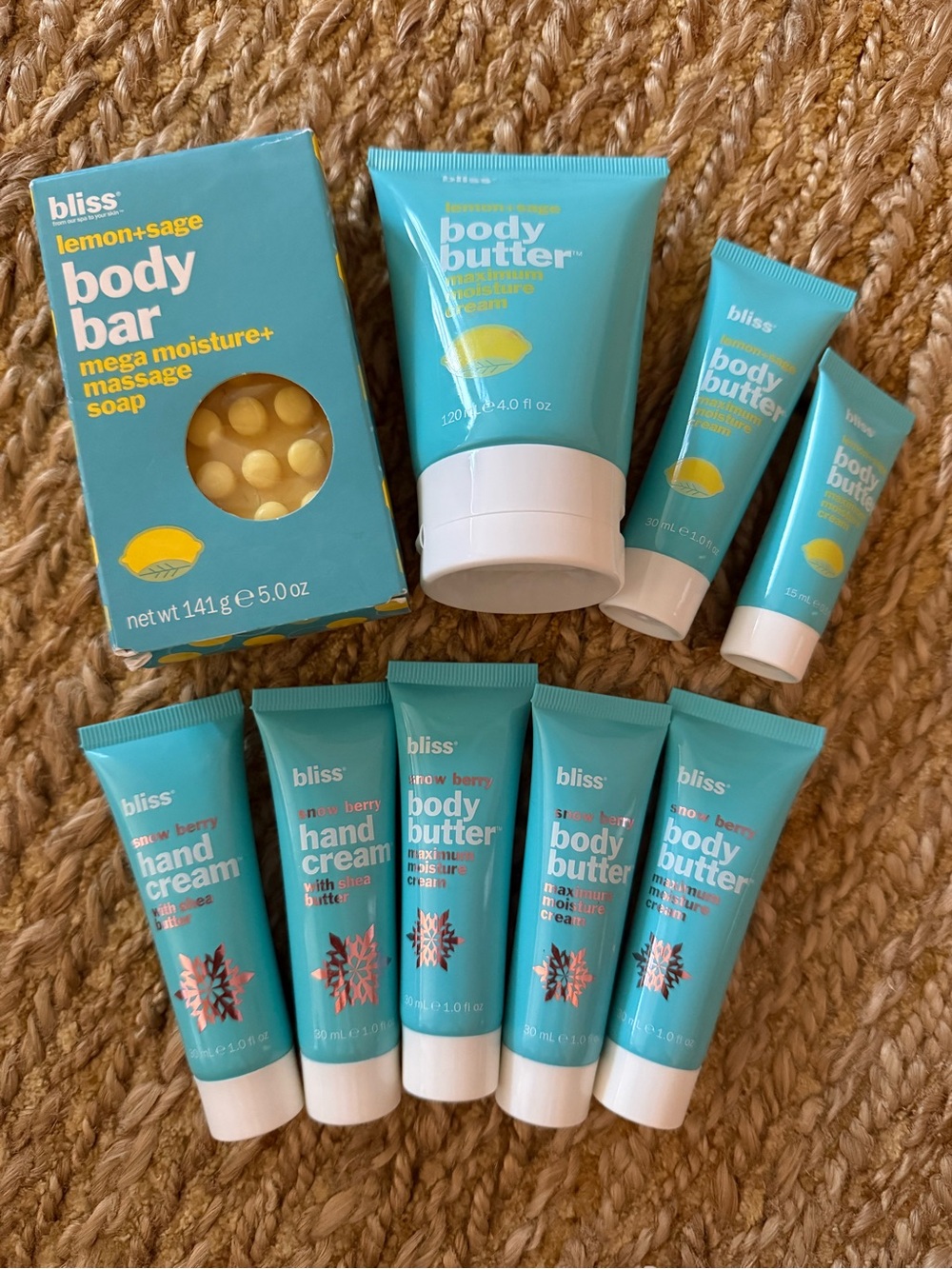 Bliss Lemon Sage Snowberry Assorted Lot of Nine Body Products NEW Sealed